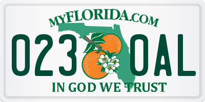 FL license plate 0230AL