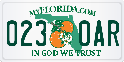 FL license plate 0230AR