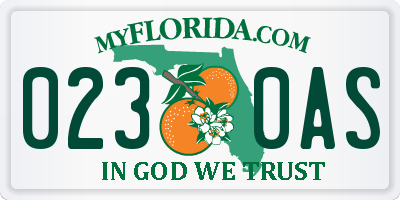 FL license plate 0230AS