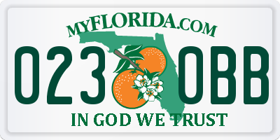 FL license plate 0230BB