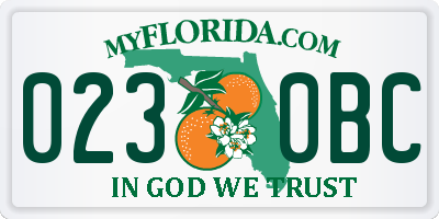 FL license plate 0230BC