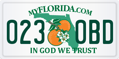 FL license plate 0230BD