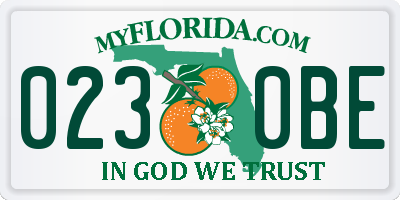 FL license plate 0230BE
