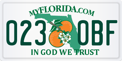 FL license plate 0230BF