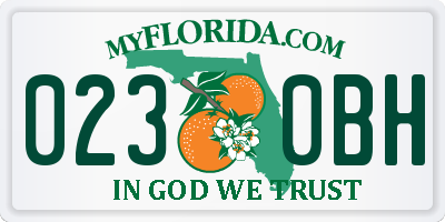 FL license plate 0230BH
