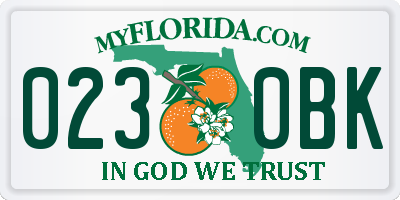 FL license plate 0230BK