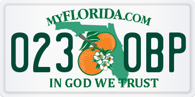 FL license plate 0230BP
