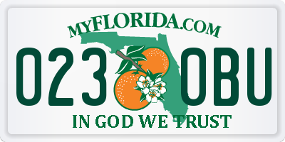 FL license plate 0230BU
