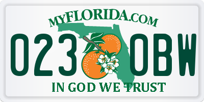 FL license plate 0230BW