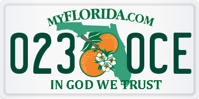 FL license plate 0230CE