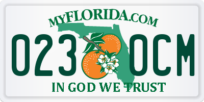 FL license plate 0230CM
