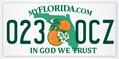 FL license plate 0230CZ