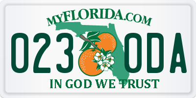 FL license plate 0230DA