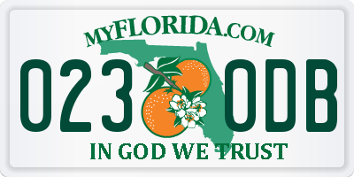 FL license plate 0230DB