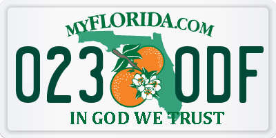 FL license plate 0230DF