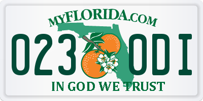 FL license plate 0230DI