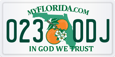 FL license plate 0230DJ
