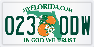 FL license plate 0230DW