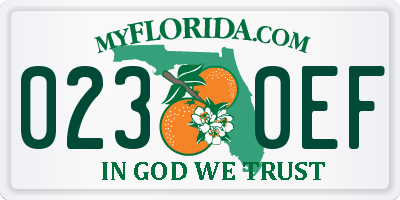FL license plate 0230EF
