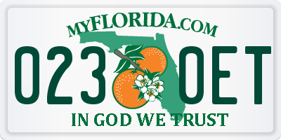 FL license plate 0230ET