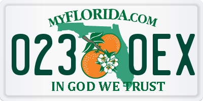 FL license plate 0230EX