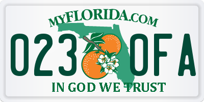 FL license plate 0230FA