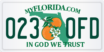 FL license plate 0230FD