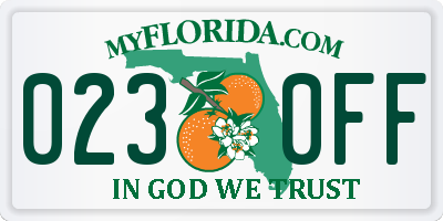 FL license plate 0230FF