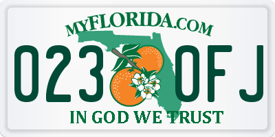 FL license plate 0230FJ