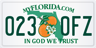 FL license plate 0230FZ