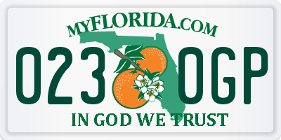 FL license plate 0230GP
