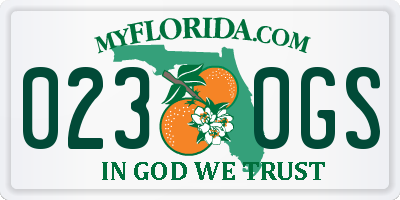 FL license plate 0230GS