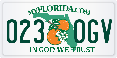 FL license plate 0230GV