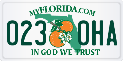 FL license plate 0230HA