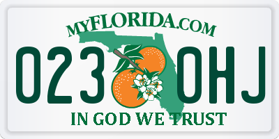 FL license plate 0230HJ