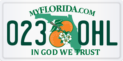 FL license plate 0230HL