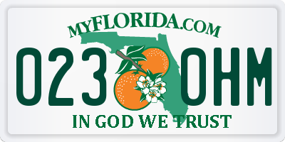 FL license plate 0230HM