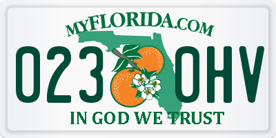 FL license plate 0230HV