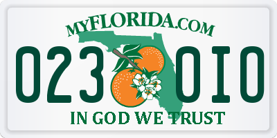 FL license plate 0230IO