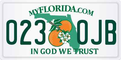 FL license plate 0230JB