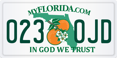 FL license plate 0230JD
