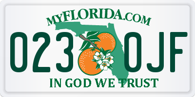 FL license plate 0230JF