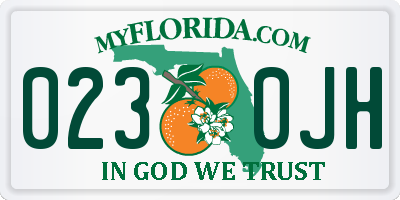 FL license plate 0230JH