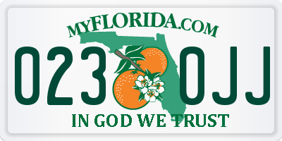 FL license plate 0230JJ