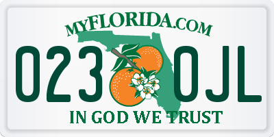 FL license plate 0230JL