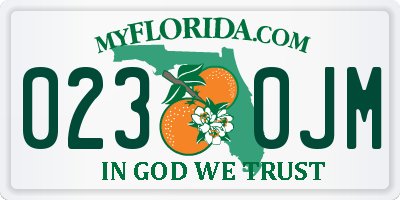 FL license plate 0230JM