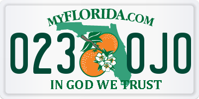 FL license plate 0230JO