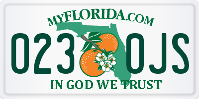 FL license plate 0230JS