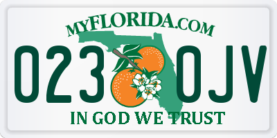 FL license plate 0230JV