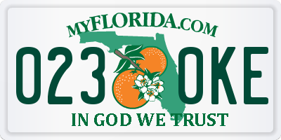 FL license plate 0230KE